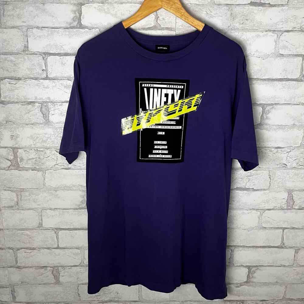 Diesel Purple Regular T Shirt With Flou Overprint